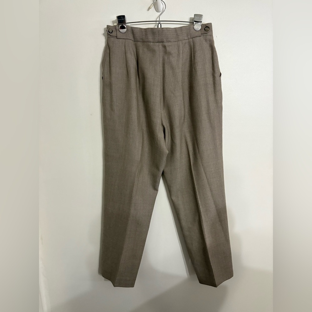 Harvé Benard Sport 100% Wool Beige Herringbone 2-Piece Pant Suit SIZE 12 - Picture 4 of 9